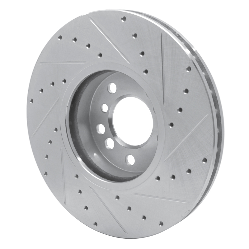 BMW X5 Brake Rotor (1) - Front Left - R1 Concepts - Drilled & Slotted - Silver - `00-`06